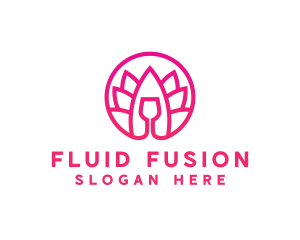 Pink Wine Glass Lotus logo design