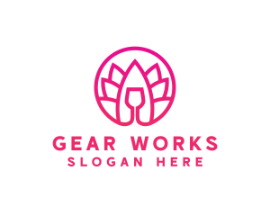 Pink Wine Glass Lotus logo design