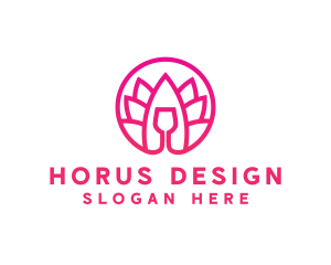 Pink Wine Glass Lotus logo design