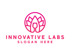 Pink Wine Glass Lotus logo design