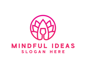 Pink Wine Glass Lotus logo design