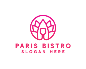 Pink Wine Glass Lotus logo design