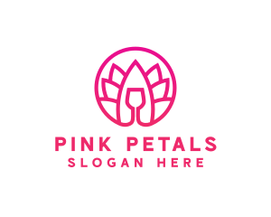 Pink Wine Glass Lotus logo design