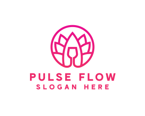 Pink Wine Glass Lotus logo design