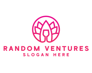 Pink Wine Glass Lotus logo design