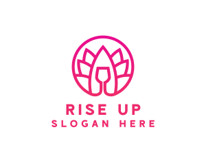 Pink Wine Glass Lotus logo design