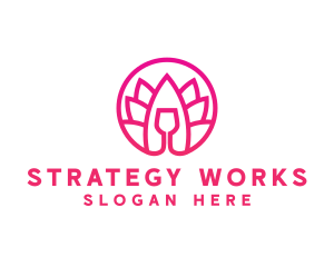 Pink Wine Glass Lotus logo design