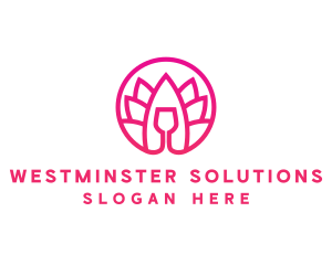 Pink Wine Glass Lotus logo design