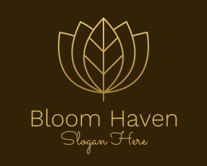 Floriculture - Golden Leaf Lotus logo design