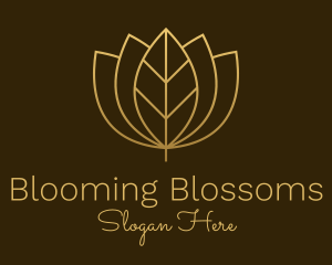 Blooming - Golden Leaf Lotus logo design