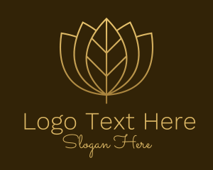 Golden - Golden Leaf Lotus logo design