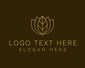 Golden - Golden Leaf Lotus logo design