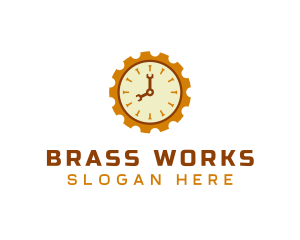 Handyman Clock Cogwheel logo design