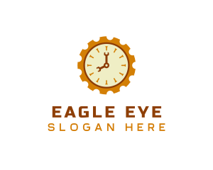 Handyman Clock Cogwheel logo design