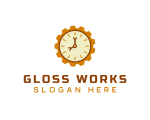 Handyman Clock Cogwheel logo design