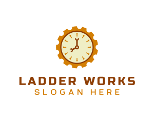 Handyman Clock Cogwheel logo design