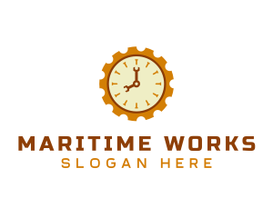 Handyman Clock Cogwheel logo design