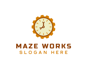 Handyman Clock Cogwheel logo design