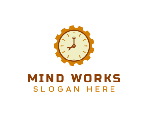 Handyman Clock Cogwheel logo design