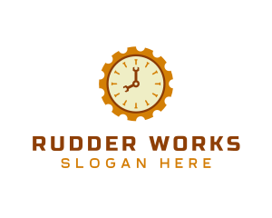 Handyman Clock Cogwheel logo design