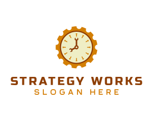 Handyman Clock Cogwheel logo design