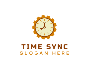 Handyman Clock Cogwheel logo design