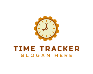 Handyman Clock Cogwheel logo design