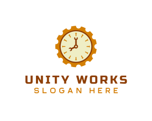 Handyman Clock Cogwheel logo design