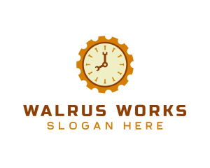 Handyman Clock Cogwheel logo design