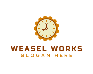 Handyman Clock Cogwheel logo design