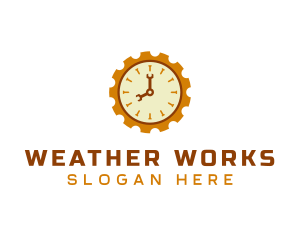 Handyman Clock Cogwheel logo design