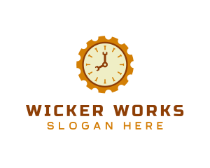 Handyman Clock Cogwheel logo design