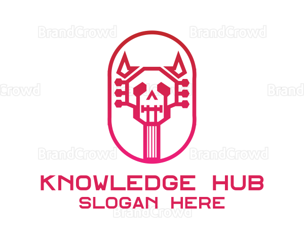 Red Gradient Skull Guitar Logo