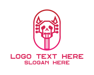 Red Gradient Skull Guitar logo design