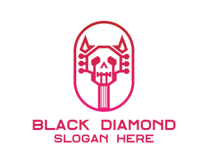 Red Gradient Skull Guitar logo design