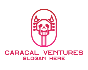 Red Gradient Skull Guitar logo design