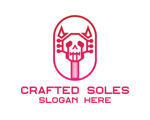 Red Gradient Skull Guitar logo design