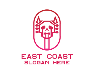 Red Gradient Skull Guitar logo design