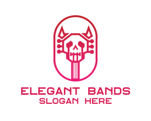 Red Gradient Skull Guitar logo design