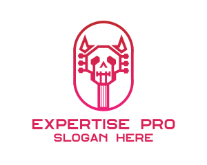 Red Gradient Skull Guitar logo design