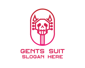 Red Gradient Skull Guitar logo design