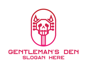 Red Gradient Skull Guitar logo design