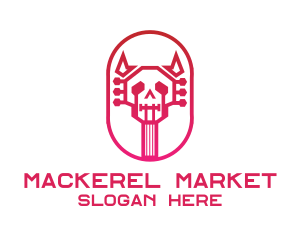 Red Gradient Skull Guitar logo design