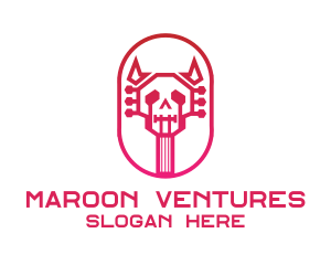 Red Gradient Skull Guitar logo design