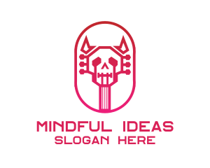 Red Gradient Skull Guitar logo design