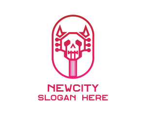 Red Gradient Skull Guitar logo design