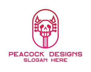 Red Gradient Skull Guitar logo design