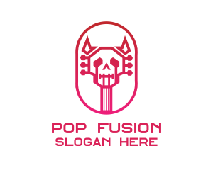 Pop - Red Gradient Skull Guitar logo design