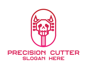 Red Gradient Skull Guitar logo design
