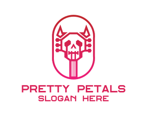 Red Gradient Skull Guitar logo design